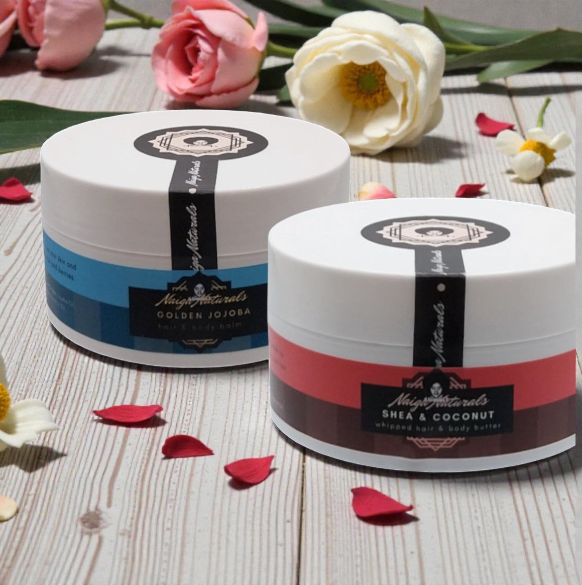 Naiga Naturals - Coffret Baume de Jojoba &amp; Beurre Corporel Karité et Noix de Coco